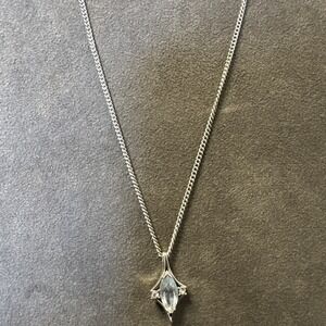 Vintage 1976 Avon‎ Crystal Palace Icy Blue Marquise Rhinestone Pendant Necklace